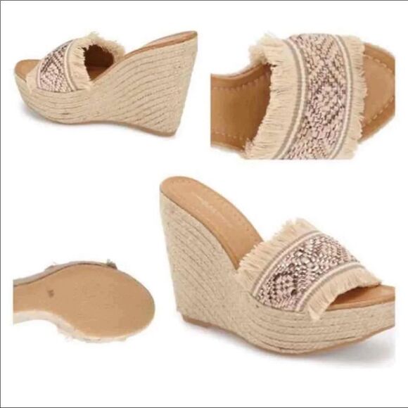 NIB 249.00 CHARLES DAVID STRAW WEAVED WEAGED HEELS 61/2 - Picture 3 of 5